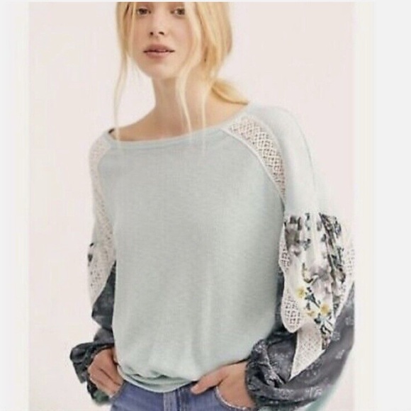 NWOT Free People color splash top in mint - Picture 5 of 11